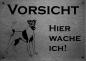 Preview: Edelstahl Warnschild kurzhaart Foxterrier VORSICHT Hier wache ich!